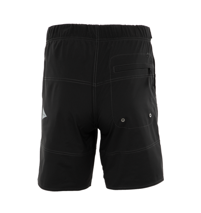 Image 2 of 4 - BLACK - AND WANDER Wave Shorts featuring classic, plain polyester water-repellent fabric with stretch, pockets with drainage holes and adjustable belt. 100% polyester. Made in China. 