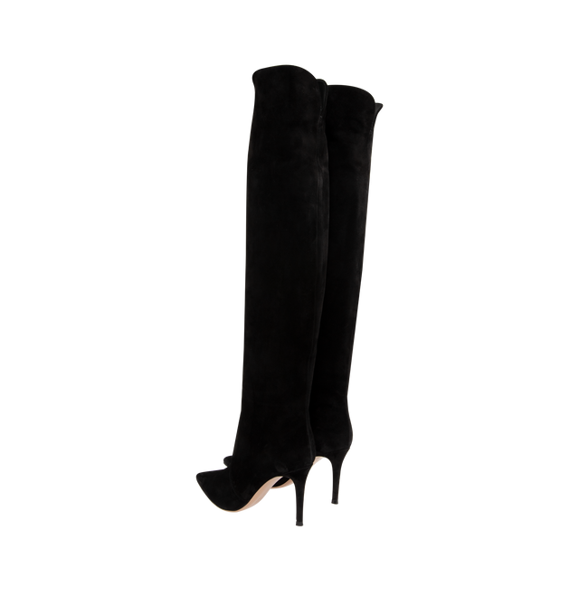 Image 3 of 4 - BLACK - GIANVITO ROSSI Hansen Suede Knee Boots featuring pointed toe and pull-on style. Lining: Goat leather. Made in Italy.
