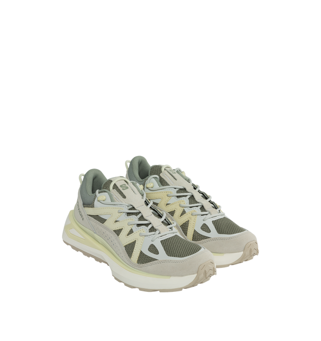 Image 2 of 5 - GREY - SALOMON ODYSSEY ELMT LOW featuring lace-up closure, padded tongue and collar, pull-loop and logo printed at heel, mesh lining, Advanced Chassis System rubber midsole and Treaded Contagrip rubber outsole. 