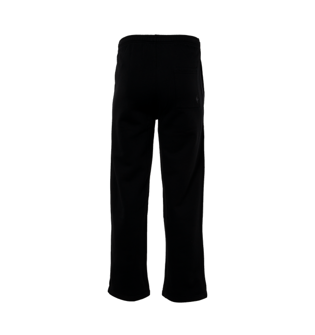 Image 2 of 4 - BLACK - SECOND LAYER Baggy Sweatpants featuring loose fit, elastic drawstring waist, side slit pockets and logo on leg. 100% cotton.  