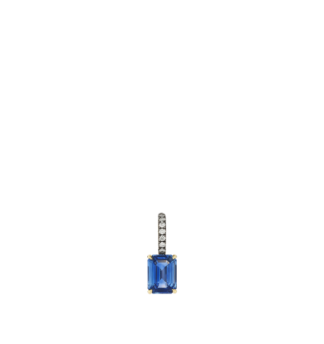 Image 1 of 3 - BLUE - JEMMA WYNNE Blue Sapphire rectangle and Diamond Prive Charm featuring 18kt yellow gold, One of a Kind, blue shapphire rectangle stone set in yellow gold with blackened pave diamond bail. 1.65CT sapphire, .06CT diamond. 16.5MM. Hirshleifers offers a range of initial pieces from this collection in-store. For personal consultation and detailed information about jewelry, please contact our dedicated stylist team at personalshopping@hirshleifers.com. This item may be restricted for online p