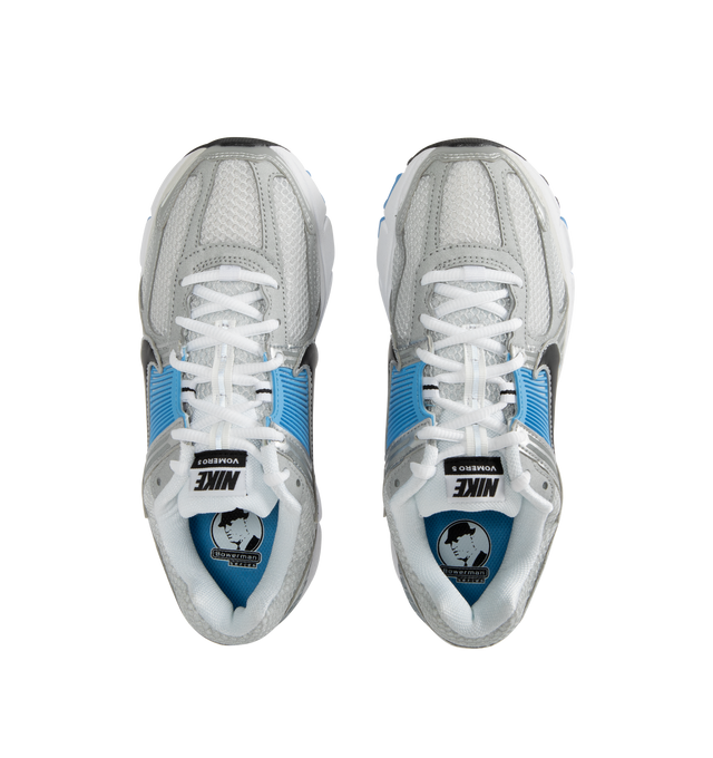 Image 5 of 5 - BLUE - NIKE Zoom Vomero 5 Sneaker featuring synthetic leather on the upper, mesh panels and ventilation ports on the heel, snappy and responsive, Zoom Air cushioning, plastic caging on the side, rubber outsole and reflective details.