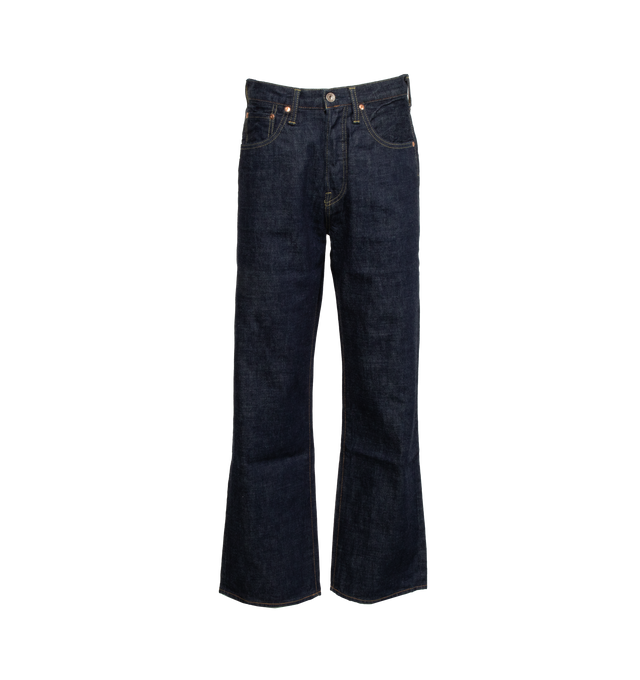 Image 1 of 4 - BLUE - Chimala Vintage Rinse Straigh Cut Jeans crafted from 100% cotton 13.5 oz Selvedge denim featuring button-fly closure,  high rise, and wide leg. Made in Japan. 