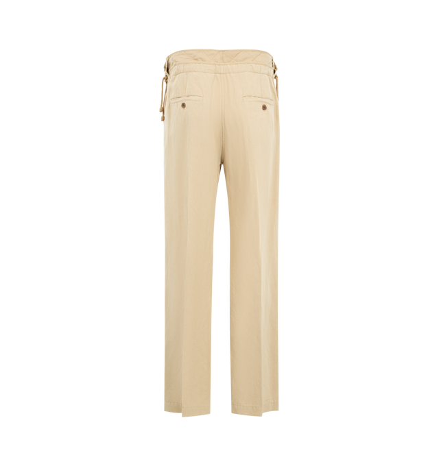 Image 2 of 3 - NEUTRAL - ISABEL MARANT Sharon Pleated Pants featuring relaxed fit, made from an airy linen and silk blend, high rise with a matelass drawstring waistband, straight legs, subtle pleats and tapered fit. 62% linen, 38% silk.