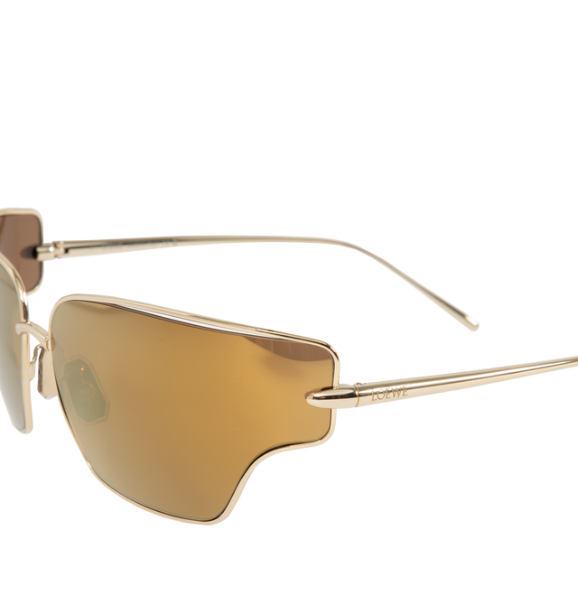 Image 3 of 3 - GOLD - LOEWE Mirrored Oversize Geometric Sunglasses featuring mirrored UV-protective lenses and adjustable nonslip nose pads. 100% UV protection.