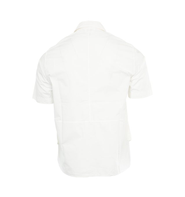 Image 2 of 3 - WHITE - C.P. COMPANY Popeline Pocket Shirt featuring classic collar, front button fastening, short sleeves, front flap pockets, military-inspired design and regular fit. 100% cotton. 