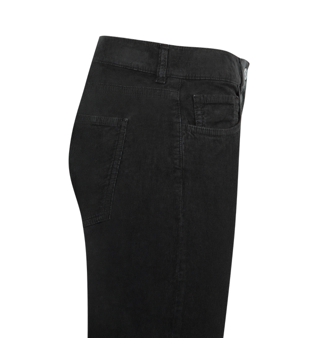 Image 3 of 3 - BLACK - THE ROW Booker Jean featuring mid-rise jean in richly textured black denim with straight leg, tonal topstitching, and classic 5-pocket construction. 100% cotton. Made in Japan.