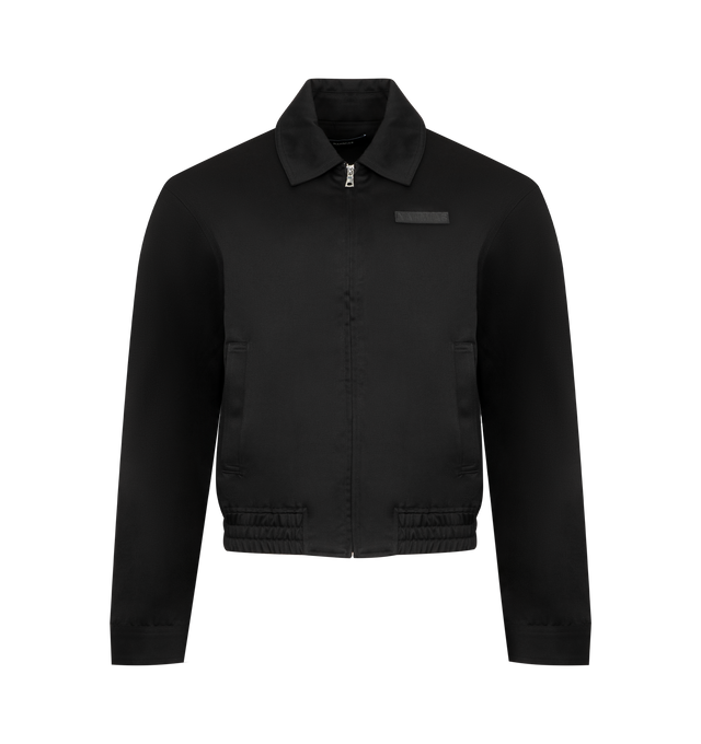 Image 1 of 3 - BLACK - NAHMIAS Pleated Jacket featuring shirt collar, zip front closure, long sleeves, buttoned cuffs and side pockets.