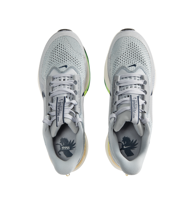 Image 5 of 5 - GREY - NIKE Pegasus Premium Sneaker featuring open mesh, ribbed side panels, soft synthetic layers, glowing Air unit, padded collar and lace closure.