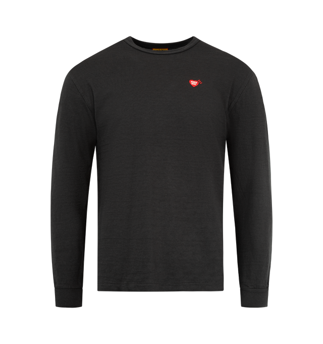 Image 1 of 2 - BLACK - HUMAN MADE Graphic L/S T-Shirt #2 featuring standard long sleeve T-shirt, Heart logo patch on the left chest, an animal graphic on the back and crewneck. 100% cotton.