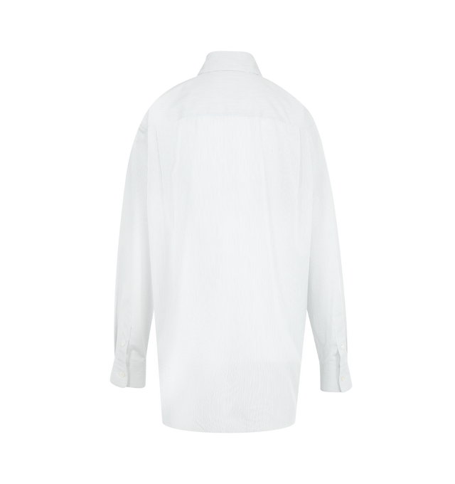 Image 2 of 2 - WHITE - THE ROW Gavina Shirt featuring classic button-up shirt in smooth sea island cotton chambray with front patch pocket, slim back yoke and exposed front button placket. 100% cotton. Made in Italy.