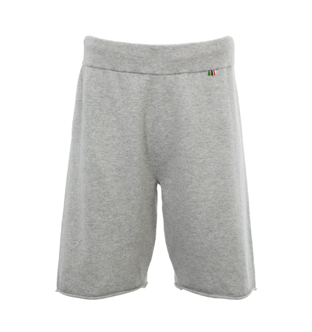 Image 1 of 3 - GREY - EXTREME CASHMERE Laufen Shorts featuring elasticated waistband, straight legs, knee-length and pull-on style. 88% cashmere, 10% nylon, 2% spandex/elastane. 