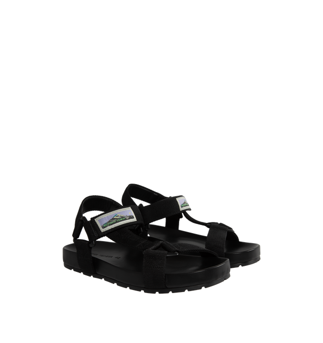 Image 2 of 4 - BLACK - BOTTEGA VENETA Trip Sandal featuring open toe, t-strap vamp, adjustable grip ankle strap and grip slingback strap. Rubber outsole. Made in Italy. 