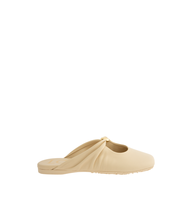 Image 1 of 4 - NEUTRAL - LOEWE Pebble Soft Mule in supple nappa lambskin with a flexible upper featuring a metallic Pebble with an Anagram engraved detail and a signature petal toe shape, padded leather insole and anagram embossed rubber outsole. Lambskin. Made in Italy.