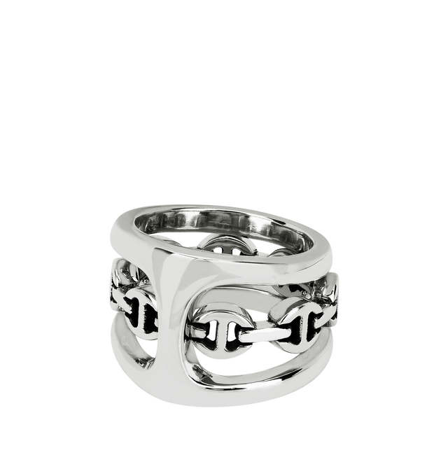 Image 2 of 3 - SILVER - HOORSENBUHS Phantom Clique Ring featuring sterling silver, Phantom silhouette, formed as a continuous band with an open link profile and restrained negative space. Hirshleifers offers a range of initial pieces from this collection in-store. For personal consultation and detailed information about jewelry, please contact our dedicated stylist team at personalshopping@hirshleifers.com.