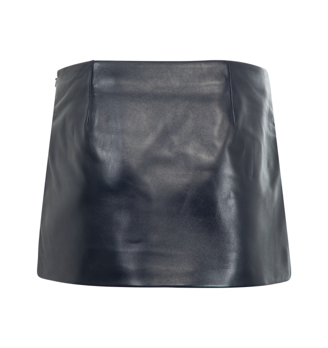 Image 2 of 2 - NAVY - KHAITE Jett Skirt featuring a minimal miniskirt in exceptionally soft and lightweight plong leather. Finished with a concealed side zipper closure. 100% lamb.