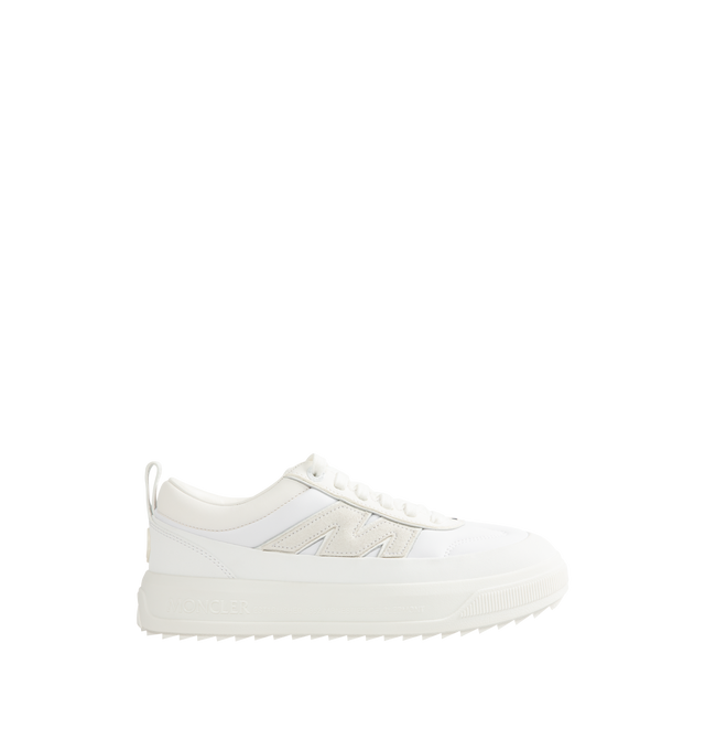Image 1 of 5 - WHITE - Moncler Mens Altive Sneakers feature a nylon, nubuck, and suede upper. Designed with a lace-up closure, leather lining, OrthoLite insole, foam padding, EVA midsole, TPU spoiler, and Vibram rubber tread. Upper: Cow Leather and 100% Polyamide/Nylon; Lining: Cow Leather and 100% Polyamide/Nylon; Sole: 100% Elastodiene. Sole Height: 4.2 cm. Made in Vietnam.