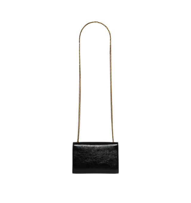 Image 2 of 3 - BLACK - SAINT LAURENT Kate Small Chain Bag featuring long curb link chain, leather lining, magnetic snap closure and one flat pocket. 7.9" X 4.9" X 2". Strap drop: 22". 100% calfskin leather. Made in Italy.  