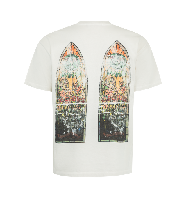 Image 2 of 2 - WHITE - WHO DECIDES WAR Faded Jersey Tee featuring short sleeves, original artwork applied by screen print, boxy and slightly cropped fit. 100% cotton.