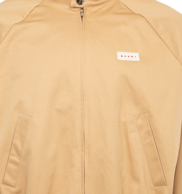 Image 3 of 4 - NEUTRAL - MARNI Bomber Jacket featuring oversized fit with raglan sleeves, buttoned stand collar, concealed zip closure, elasticated hem, slant pockets and a gummy Marni patch on the chest. 100% cotton. 