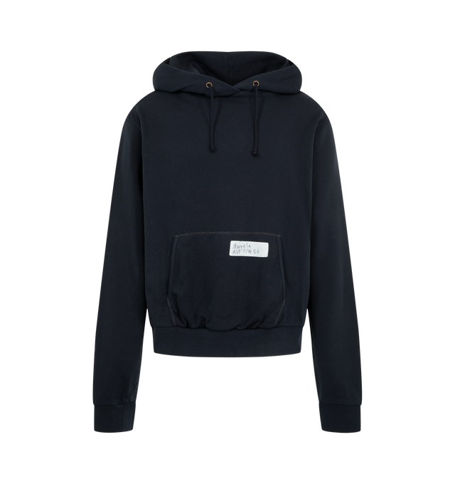 Image 1 of 2 - BLUE - Maison Margiela Men's Regular Cotton Hoodie is crafted from an unbrushed cotton sweatshirt with a hood and our numeric artwork label placed at the pocket. The relaxed body and kangaroo pocket keep the shape clean. Finished with our signature white stitch line at the back. Main Material: Cotton.