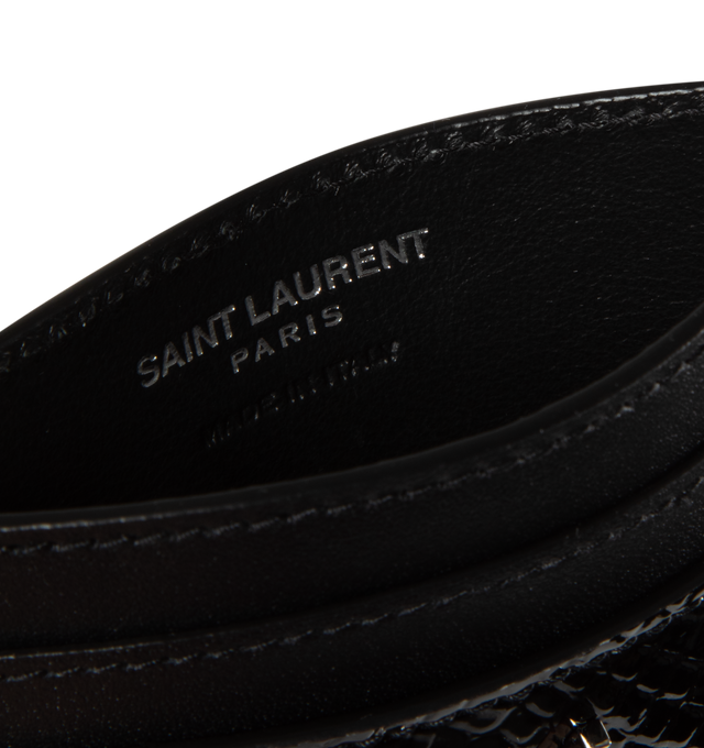Image 3 of 3 - BLACK - SAINT LAURENT Credit Card Case featuring 5 card slots, silver toned hardware and leather lining. 4.1 X 2.9 X 0.1 inches. Made in Italy. 