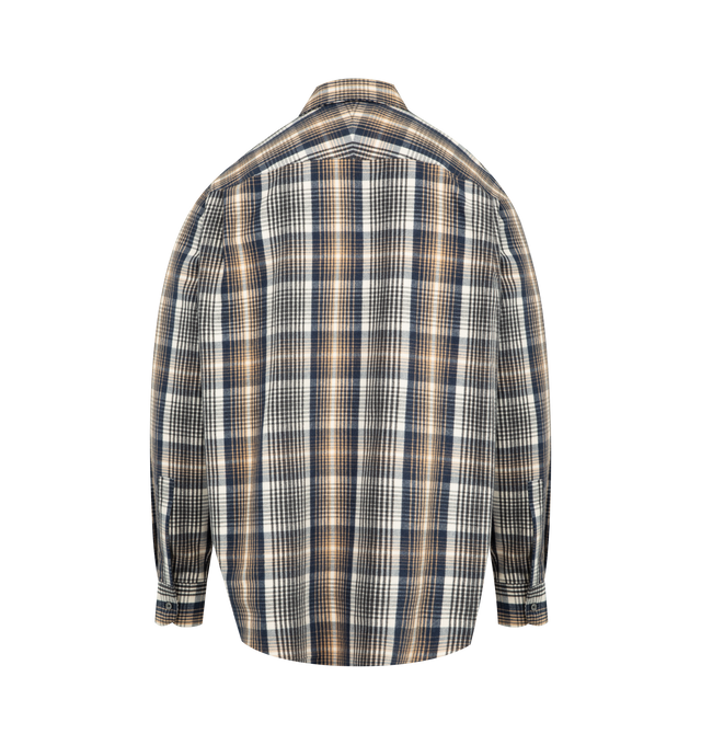 Image 2 of 2 - MULTI - STUDIO NICHOLSON Check Shirt featuring point collar, buttoned cuffs, back pleats, curved hem and checked print. 100% cotton. Made in Portugal.
