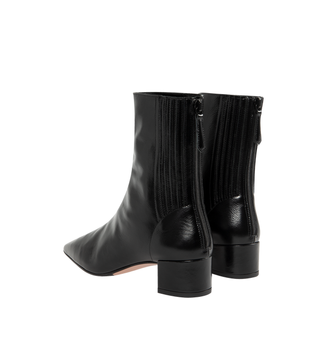 Image 3 of 4 - BLACK - AQUAZZURA Saint Honor Booties featuring a square toe, a back zip, block heel and 35mm heel. Leather.