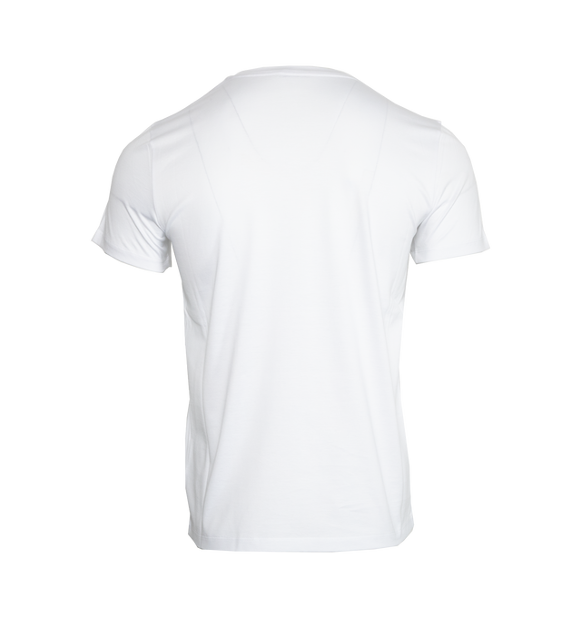 Image 2 of 2 - WHITE - MONCLER Logo T-Shirt featuring crew neck, short sleeves and two felt logo patches. 100% cotton. 