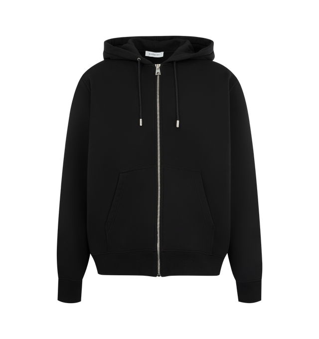 Image 1 of 2 - BLACK - GIVENCHY Photographic Negative Print Zipped Hoodie featuring long-sleeved hooded zipped sweatshirt in fleece, Givenchy Paris Photographic Negative print on the back, drawstring on the hood, zipped closure, one kangaroo pocket on the front and ribbed hem and cuffs. 100% cotton.