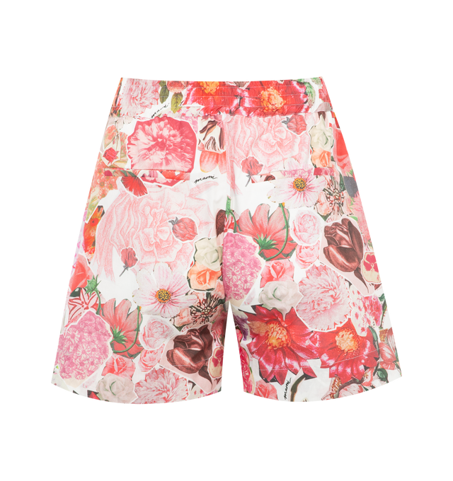 Image 2 of 3 - PINK - Marni Allover Floral Printed Shorts featuring high waist, pull-on style with elasticated waistband. 100% Cotton. Made in Italy. 