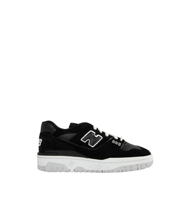 Image 1 of 5 - BLACK - NEW BALANCE 550 featuring leather, synthetic, and mesh upper and rubber outsole. 