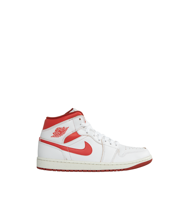 Image 1 of 5 - WHITE - AIR JORDAN 1 MID SE sneakers made of leather and textiles in the upper featuring encapsulated Nike Air-Sole unit for lightweight cushioning, rubber in the outsole for traction, wings logo stamped on collar, stitched-down Swoosh logo and Jumpman Air design on tongue. 