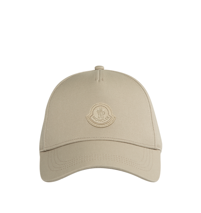 Image 1 of 2 - NEUTRAL - MONCLER Baseball Cap featuring cotton gabardine, cotton poplin lining, adjustable back strap and leather logo patch. 100% cotton.