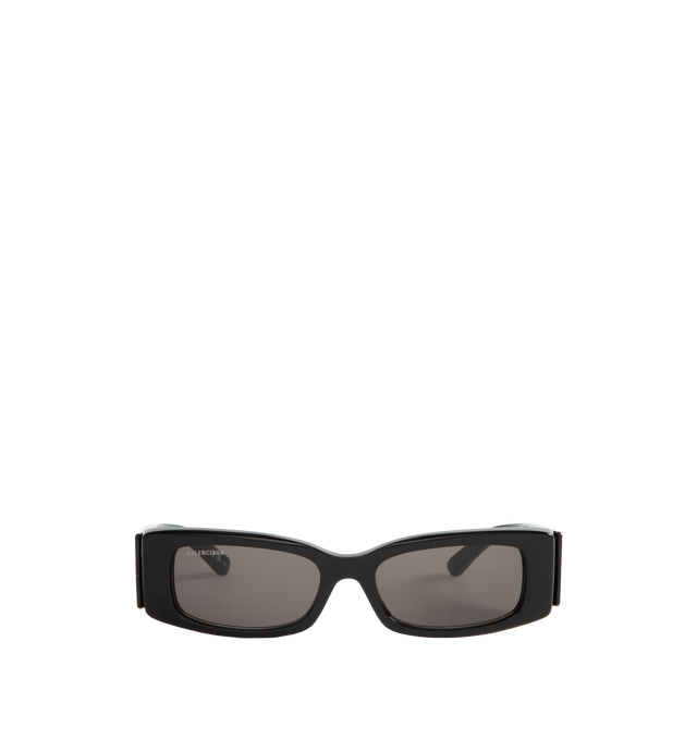 Image 1 of 3 - BLACK - BALENCIAGA Max Rectangle Sunglasses featuring Eastman Acetate Renew (40% bio-based, 27% recycled), rectangle shape, smart fit, Balenciaga logo on the left temple, lasered logo on the right lens. Lens material: CR 39. Lens category: 3. 100% UVA/UVB protection. Made in Italy.