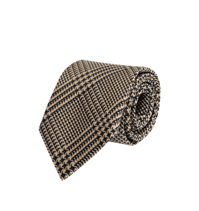 Image 1 of 2 - BROWN - TOM FORD Prince of Wales Grid Check Silk Tie featuring the Prince of Wales grid check pattern and 8 cm. Silk.