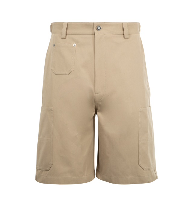 Image 1 of 3 - NEUTRAL - GIVENCHY Long Short Patch Pockets featuring button zip fly, belt loops, two side slit pockets and 5 patch pockets. 100% cotton.