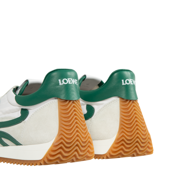 Image 3 of 5 - WHITE - LOEWE Flow Runner 2.0 in nylon and suede featuring an updated ultra-flexible and lightweight construction, signature honey-coloured rubber outsole that extends from the toecap to the back of the heel, L monogram on the side, embossed Anagram on the tongue and LOEWE on the heel tab. Nylon/suede. Made in Italy.