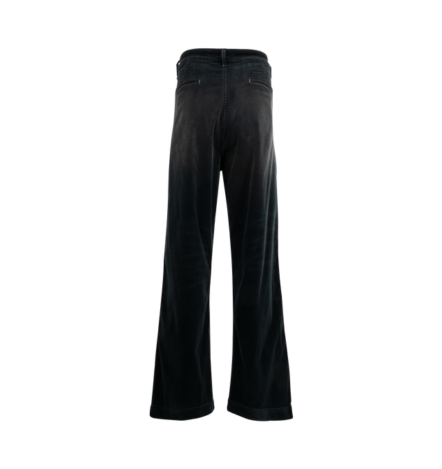 Image 2 of 3 - BLACK - COUT DE LA LIBERTE Mcqueen Stretch Chino Jean featuring corduroy fabric, long length, button zip front closure, 5 pocket style and embroidery on legs. 100% cotton. Made In USA.