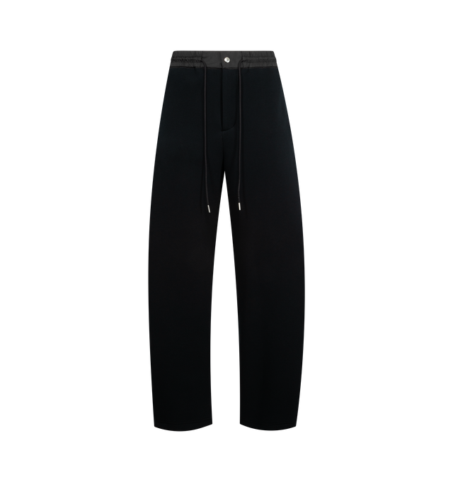 Image 1 of 3 - BLACK - SACAI Sponge Sweatpants featuring cotton-blend jersey sweatpants, drawstring at elasticized waistband, three-pocket styling, zip fly. 62% cotton, 38% polyester. Made in Japan.