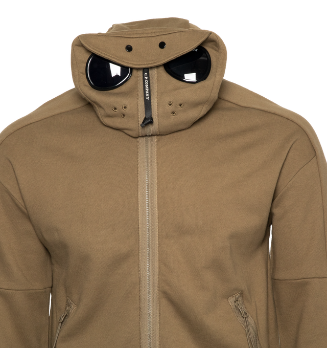 DIAGONAL RAISED FLEECE ZIPPED GOGGLE HOODIE (MENS)