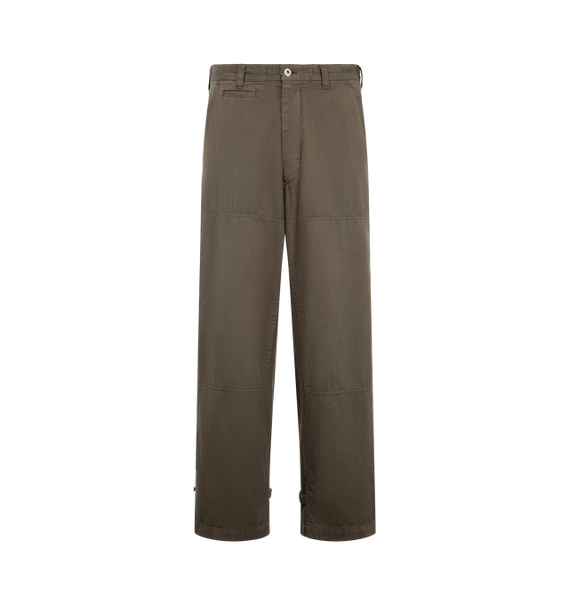 Image 1 of 3 - BROWN - A.Presse Men's Military Double Knee Trousers are crafted from cotton and feature a utilitarian double-knee design, and a distinctive vintage-inspired texture and appearance. Main Material: 100% Cotton. Made in Japan.