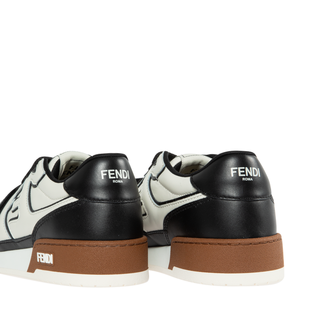 Image 3 of 5 - WHITE - FENDI Match Sneaker featuring low-top, lace-up and strap with Fendi lettering. Rubber sole with Fendi lettering on the side. Made in Italy. 