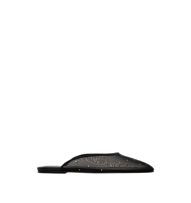 Image 1 of 4 - BLACK - MAGDA BUTRYM Crystal Mesh Flat Mules featuring a delicate mesh design adorned with crystals. Upper: 100% Pa. Insole, Sole: 100% Calf Leather.