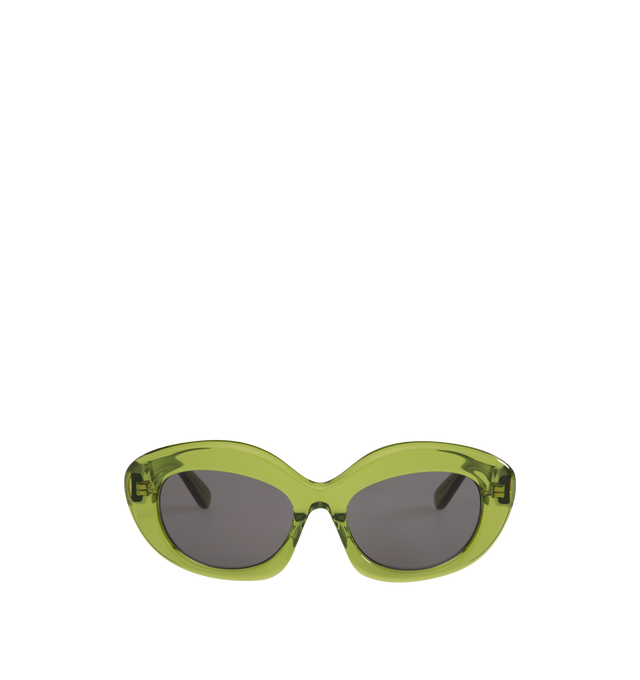 Image 1 of 3 - GREEN - LOEWE Curvy Cat Eye Sunglasses, 51mm featuring logo at temples. 100% UV protection. Made in Italy.