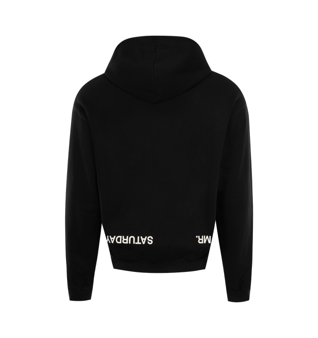 Image 2 of 2 - BLACK - MR. SATURDAY Core Hoodie featuring standard fit, zip front closure, two pockets, hood and screen printed graphic on front and back. 100% cotton.  