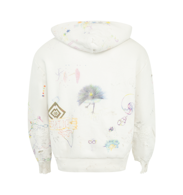 Image 2 of 2 - WHITE - SAINT MICHAEL Coco Double Face Hoodie featuring vintage treatment, no side seam, loopwheel knit and front pocket. 100% cotton. Made in Japan.