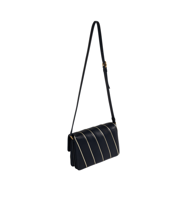 LE MAILLON IN STRIPED SATIN AND LAMBSKIN