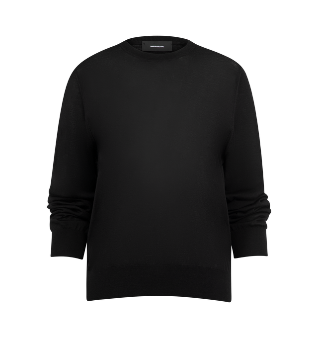 Image 1 of 2 - BLACK - WARDROBE.NYC Fine Knit Sweater featuring long sleeves, crew neck and ribbed hem and cuffs. Made in Italy.