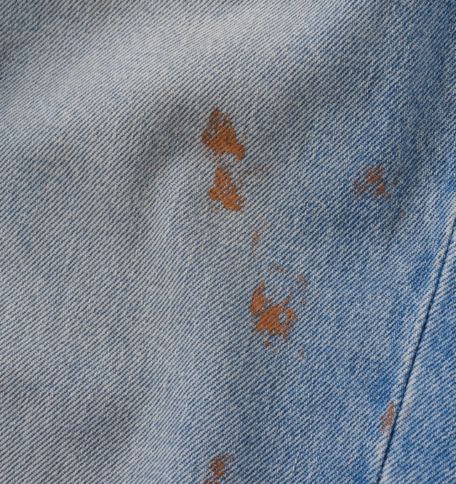 Image 5 of 8 - BLUE - Cherry LA Men's Wide Leg 5 Pocket Jeans are crafted from cotton denim and features a wide-leg silhouette with classic five-pocket construction. Designed with branded nickel hardware and a signature suede logo patch at the back, this everyday style combines relaxed proportions with timeless denim detailing. Main Material: Cotton Denim. Made in Los Angeles, California.